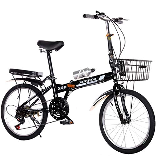 Folding Bike : ASYKFJ foldable bicycle Folding Bike 20 inch Lightweight Mini Compact City Bicycle with SANGUAN 6 Speed Derailleur System and Frame Adjustable Folding Bike