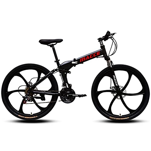 Folding Bike : ASYKFJ foldable bicycle Mountain bikes are foldable, seat height can be adjusted, both men and women are available 26 inches 27 speed off-road racing (Color : Black)