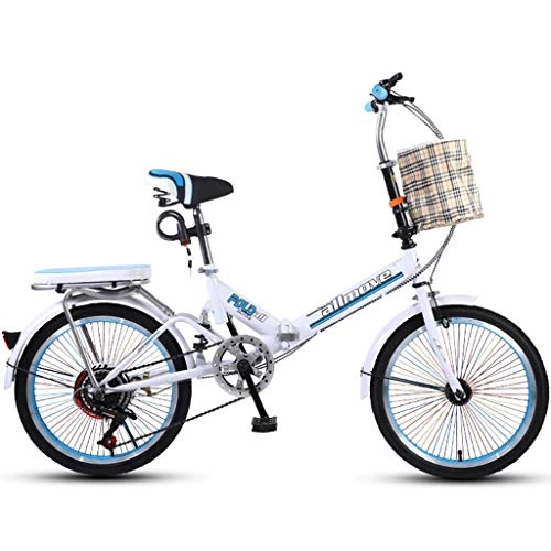 Folding Bike : ASYKFJ foldable bicycle Variable Speed Folding Bicycle, 20 Inch Adult Outdoor Bike Student Suspension Mountain Bike Park Travel Bicycle Outdoor Leisure Bicycle