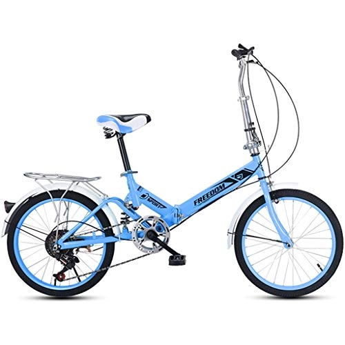 Folding Bike : ASYKFJ foldable bicycle Variable Speed Lightweight Folding Bike Small Portable Bicycle for Adult Student Teens Folding Bike Country Road Bicycle Adult Student, Three Colors (Color : Blue)