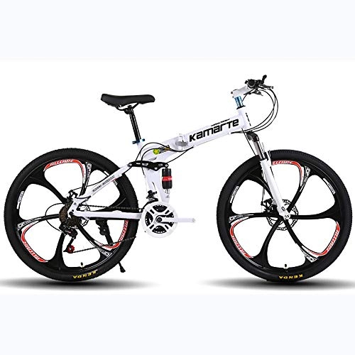 Folding Bike : Augu Mountain Bike Folding Bicycle 24 Speed 24 Inches Dual Suspension