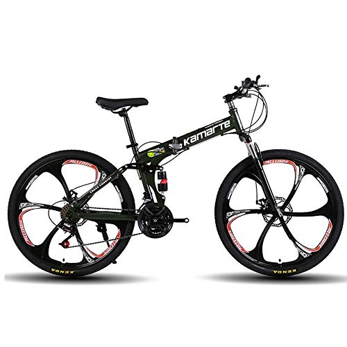 Folding Bike : Augu Mountain Bike Folding Bicycle 27 Speed 24 Inches Dual Suspension Suitable for teenage / adult riders