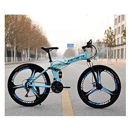 Folding Bike : Augu Mountain Bike, Folding Bicycle 27 Speed 26 Inches Dual Suspension Suitable for teenage / adult riders