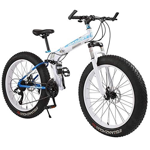 Folding Bike : AUTOKS Adult Mountain Bikes, Foldable Frame Fat Tire Dual-Suspension Mountain Bicycle, High-carbon Steel Frame, All Terrain Mountain Bike, 26" Red, 30 Speed