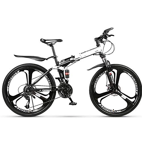 Folding Bike : AWAKMER Folding Mountain Trail Bicycle Commuter Foldable Bike 21 / 24 / 27 / 30 Speed, 27peed