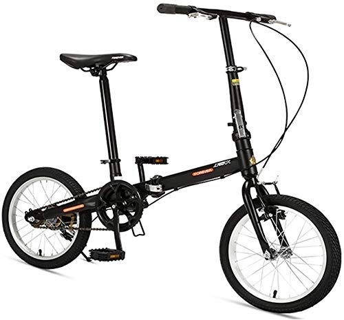 Folding Bike : AYHa 16" Folding Bikes, High-Carbon Steel Light Weight Folding Bike, Mini Single Speed Reinforced Frame Commuter Bike, Lightweight Portable, Black