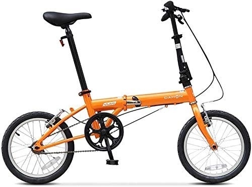 Folding Bike : AYHa 16" Mini Folding Bikes, Adults Men Women Students Light Weight Folding Bike, High-Carbon Steel Reinforced Frame Commuter Bicycle, Orange