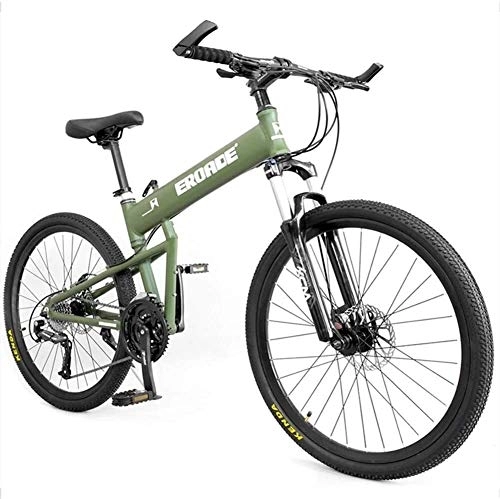Folding Bike : AYHa Adult Kids Mountain Bikes, Aluminum Full Suspension Frame Hardtail Mountain Bike, Folding Mountain Bicycle, Adjustable Seat, Green, 26 Inch 27 Speed
