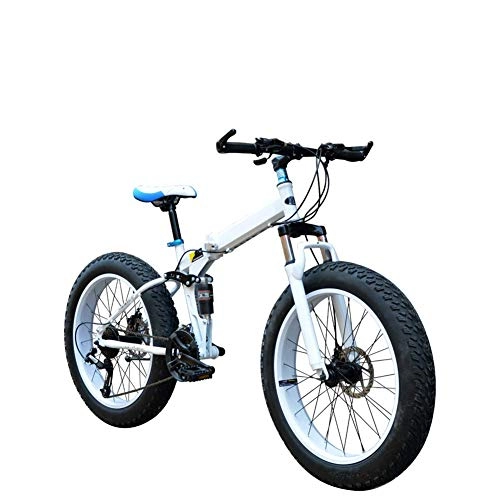 Folding Bike : AYHa Adult Mountain Bikes, Dual Disc Brake 20 / 26 inch Folding 4.0 Fat Tire Bike 7 / 21 / 24 / 27 / 30 Speed with Shock Absorption, Black, A 30 Speed