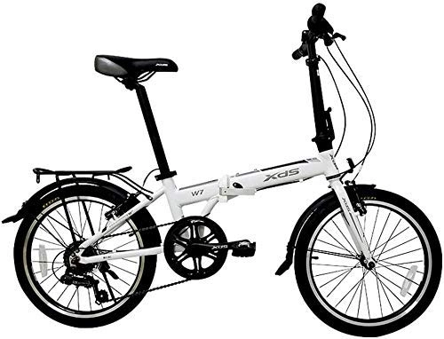 Folding Bike : AYHa Folding Bike, Adults Foldable Bicycle, 20 inch 6 Speed Aluminum Alloy Urban Commuter Bicycle, Lightweight Portable, Bikes with Front and Rear Fenders, White