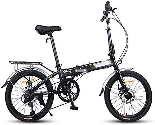 Folding Bike : AYHa Folding Bike, Adults Women Light Weight Foldable Bicycle, 20 inch 7 Speed Mini Bikes, Reinforced Frame Commuter Bike, Aluminum Frame, Black