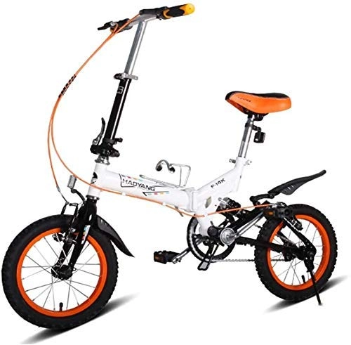 Folding Bike : AYHa Kids Folding Bikes, 14 inch Mini Folding Mountain Bike, High-Carbon Steel Lightweight Portable Foldable Bicycle, Suspension Bike, White