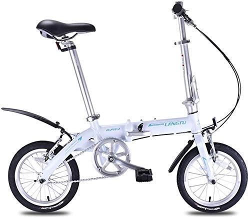Folding Bike : AYHa Mini Folding Bikes, Lightweight Portable 14" Aluminum Alloy Urban Commuter Bicycle, Super Compact Single Speed Foldable Bicycle, White