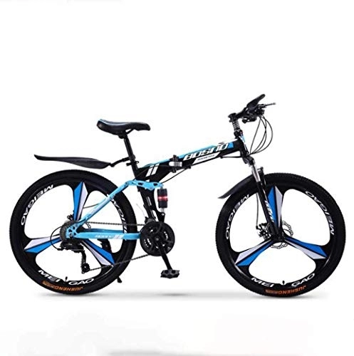 Folding Bike : AZYQ Mountain Bike Folding Bikes, 21-Speed Double Disc Brake Full Suspension Anti-Slip, Off-Road Variable Speed Racing Bikes for Men and Women, C1, 24 inch