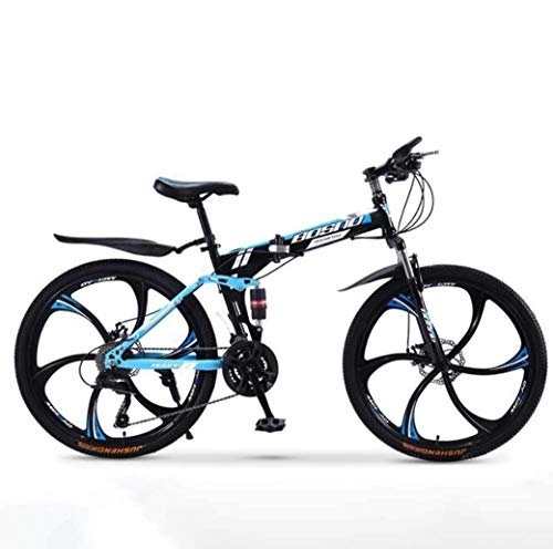 Folding Bike : AZYQ Mountain Bike Folding Bikes, 21-Speed Double Disc Brake Full Suspension Anti-Slip, Off-Road Variable Speed Racing Bikes for Men and Women, C2, 26 inch