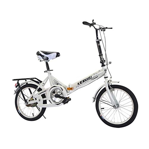 Folding Bike : B-D Folding Bikes, Portable Student Comfort Folding Bike for Men Women Lightweight Folding Casual Bicycle, Damping Bicycle, Shockabsorption, White, 20 Inch Mini