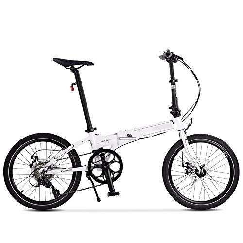 Folding Bike : B Folding Bicycle Double Disc Brakes Aluminum Alloy Frame Men and Women Models Bicycle 20 Inch 8 Speed