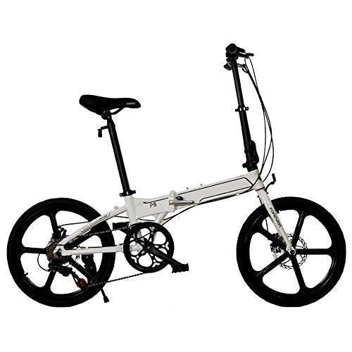 Folding Bike : B Folding Bicycle One Wheel Aluminum Alloy Folding Car 7 Speed Front and Rear Disc Brakes Youth 20 Inch