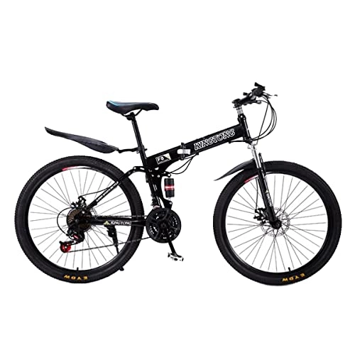 Folding Bike : BaiHogi Professional Racing Bike, Foldable Mountain Bikes 26" Wheel Front Suspension Bike 21 Speed with Double Disc Brake for Men Woman Adult and Teens / Black (Color : Black, Size : 26 inches)