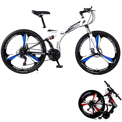 Folding Bike : BaiHogi Professional Racing Bike, Mountain Folding Bike, 24 / 26 Inches Dual-Disc Brakes Dual-Shock Variable Speed Mountain Bicycles 21 / 24 / 27 / 30-Speed (Color : White, Size : 26 inch 30 speed)