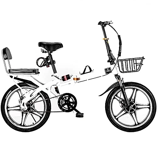 Folding Bike : Bananaww 20 Inch Folding City Bike Bicycle, 7 Speed Foldable Bicycle Steel Frame Dual Disc Brake Rear Suspension Lightweight Commuting Bike, Great Suspension Folding Bike for Men Women