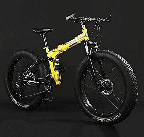 Folding Bike : baozge Folding Mountain Bike Bicycle Fat Tire Dual-Suspension MBT Bikes High-Carbon Steel Frame Double Disc Brake Aluminum Pedals and Stems B 20 inch 30 Speed