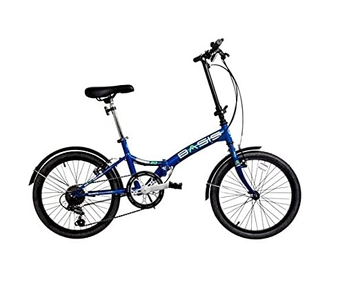 Folding Bike : Basis Compact Folding Commuter Bicycle 20" Wheel 6 Speed - Royal Blue
