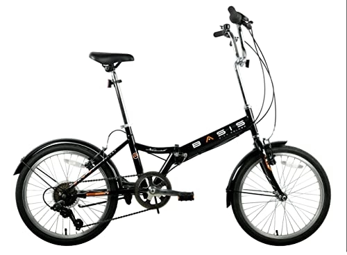Folding Bike : Basis Nomad 20" Folding City Bicycle, 6 Speed - Gloss Black