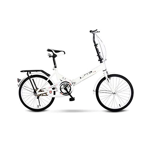 Folding Bike : BEIGOO 16 / 20Inch Single Speed Folding Bike, Compact Foldable Bicycle, High Tensile Steel, Lightweight Bicycle Urban Commuter with Back Rack, For Men & Women Adult-White-20inch