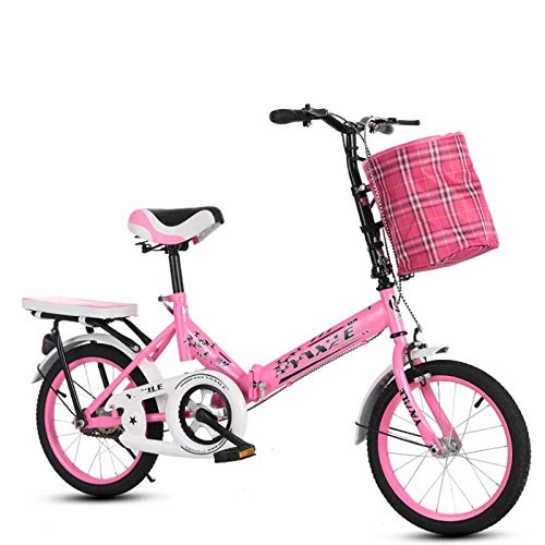 Folding Bike : BEIGOO 20 Inch Folding Bike, Single Speed For Men & Women Foldable Bicycle, Mountain Bike With Rear Rack-Pink-20inch