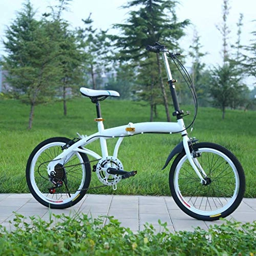 Folding Bike : BEIGOO 20 Inch Folding Bike, with V Brake Foldable 6 Speed Derailleur Bike, High Tensile Steel Adjustable Seat & Handlebar, City Bike Adult For Men & Women-20inch-White