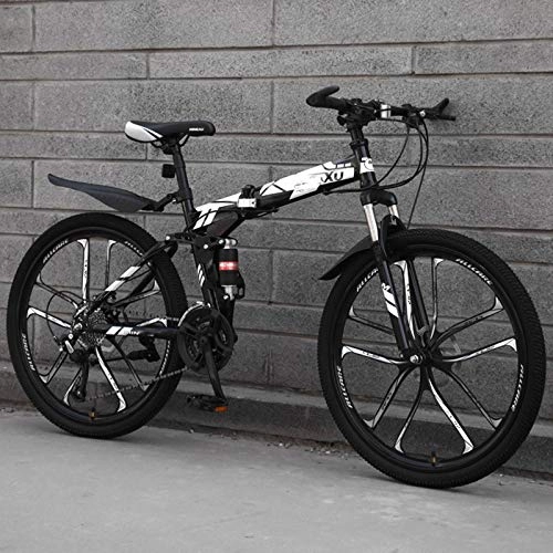 Folding Bike : BEIGOO 26inch Mountain Bike, MTB Bike, Lightweight Outdoor Folding Bike, High Tensile Steel, for Men Women Teens Cycling Fitness-27Speed-Black E