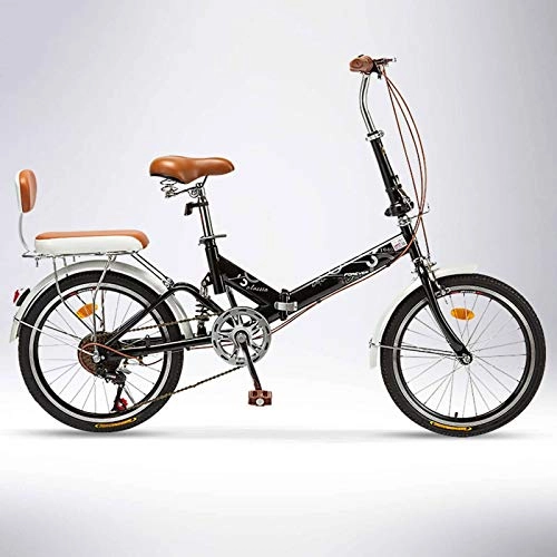 Folding Bike : BEIGOO 6 Speed Folding Bike, Lightweight Foldable Bicycle, Disc Brake Suspension Mountain Bike With Rear Rack, Retro Bike Adult For Men & Women-black-20inch