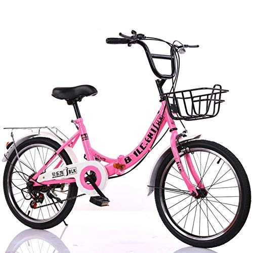Folding Bike : BEIGOO Folding Bike, 6-Speed Foldable Bicycle, Foldable&Portable Compact Bicycle for Urban Riding and Commuting, with Anti-Skid Tire for Adults&Student, Scooter-Pink-20inch