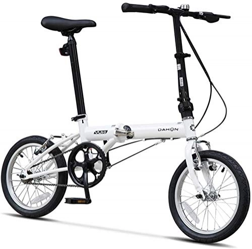 Folding Bike : Bicycle 16" Mini Folding Bikes, Adults Men Women Students Light Weight Folding Bike, High-carbon Steel Reinforced Frame Commuter Bicycle (Color : White)