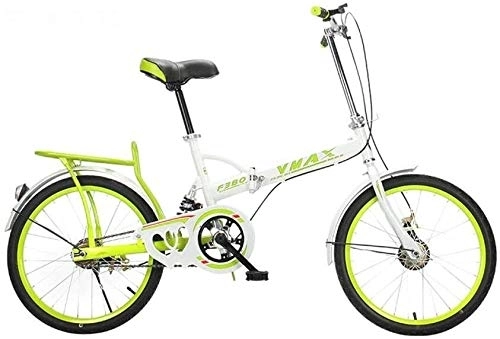 Folding Bike : Bicycle 20 Inch Folding Bicycle Adult Ultra Light Portable Small Kid Students Commuter Style Mountain Bike City Bike Shopper Bicycle Shock-absorbing Bicycle (Color : Green)
