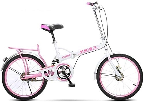 Folding Bike : Bicycle 20 Inch Folding Bicycle Children Ultra Light Portable Men And Women Adults Shock Absorber Bicycle Student (Color : Pink)