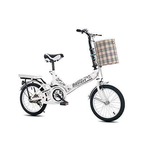 Folding Bike : Bicycle 20-inch Folding Bike 7-Speed Comfortable Cycling Commuter Foldable Bicycle Women's Adult Student Car Bike Easy to Carry Lightweight High-Carbon Steel Frame Shock Damping (Color : White)