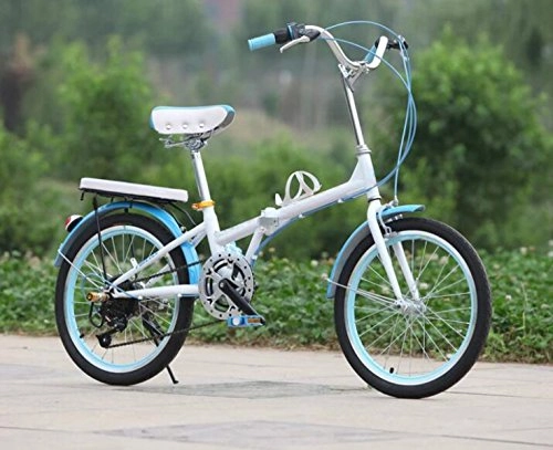 Folding Bike : Bicycle 20-inch Folding Bike Bicycle Men And Women Color With Students Car Transport Tools, Blue-20in