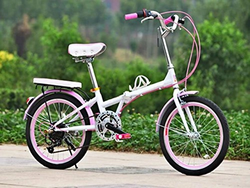 Folding Bike : Bicycle 20-inch Folding Bike Bicycle Men And Women Color With Students Car Transport Tools, Pink-20in
