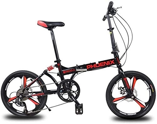 Folding Bike : Bicycle 20 Inches Mountain Bikes Folding Bike Portable Shock Absorb Recreational Vehicle Male Female Bicycle Variable Speed Bicycle City Bike (Color : Black)