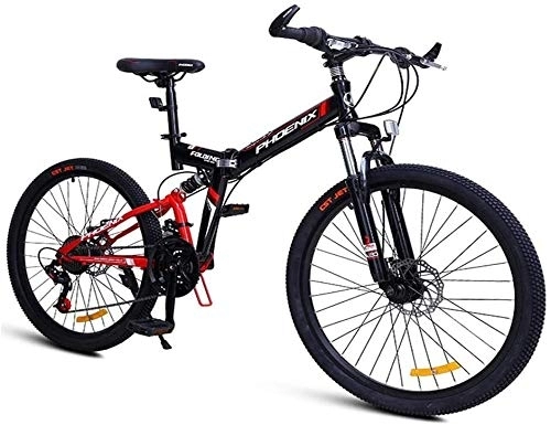 Folding Bike : Bicycle 24-Speed Mountain Bikes, Folding High-carbon Steel Frame Mountain Trail Bike, Dual Suspension Kids Adult Mens Mountain Bicycle, Blue, 26Inch, Size:26Inch (Color : Red, Size : 26Inch)