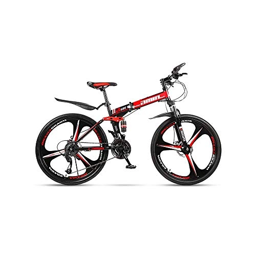 Folding Bike : Bicycle 24 Speed Sturdy Folding Mountain Bike Bicycle 24-inch Male and Female Students Shift Double Shock Absorber Adult Commuter Foldable Dual Disc Brakes Double Shock Absorber Urban Track Bike