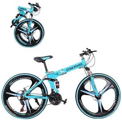 Folding Bike : Bicycle Adult Road Bikes Mountain Bikes26 Inch Folding Mountain Bike with 21 Speed 3 Spoke Wheels and 21 Speed Shifter High Carbon Steel Frame Double Disc Brake & Dual Full Suspension Anti-Sli A