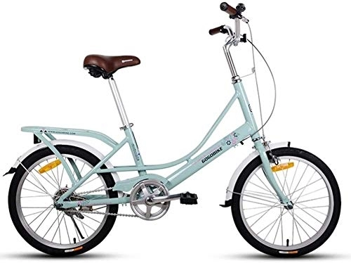 Folding Bike : Bicycle Adults 20" Folding Bikes, Light Weight Folding Bike with Rear Carry Rack, Single Speed Foldable Compact Bicycle, Aluminum Alloy Frame, Light Green (Color : Light Green)