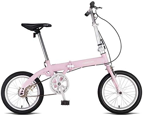 Folding Bike : Bicycle Bicycle Child Folding Bicycle Adult Bicycle Folding Road Bike City Bicycle (Color : Cherry powder)