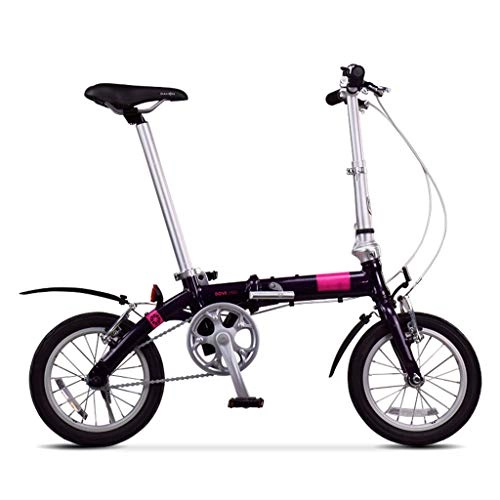 Folding Bike : Bicycle Boy And Girl Cycling Folding Bicycle Seat Adjustable (Color : Black-B, Size : 14inch)