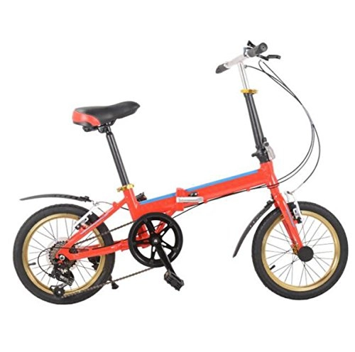 Folding Bike : Bicycle Child Aluminum Alloy Folding Bike 7 Speed 20 Inch / 16 Inch Student Folding Bicycle Cyclocross, Red-20in