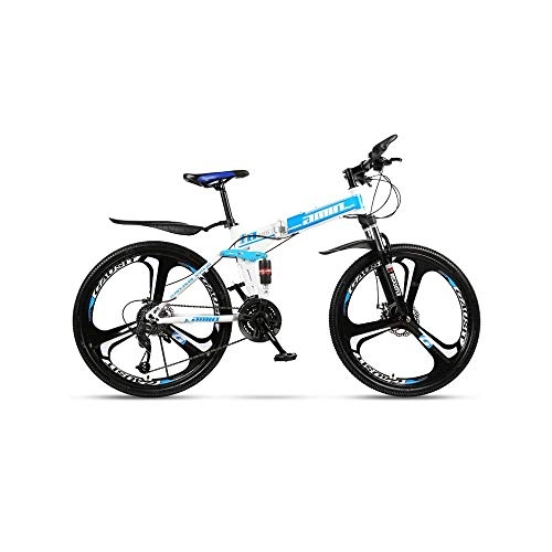 Folding Bike : Bicycle Fashion 24 Speed Folding Mountain Bike Bicycle 24-inch Male and Female Students Shift Double Shock Absorber Adult Commuter Foldable Dual Disc Brakes Double Shock Absorber Urban Track Bike