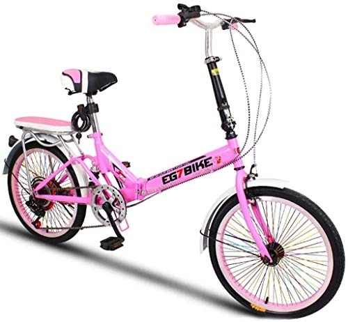 Folding Bike : Bicycle Foldable Bikes Folding Bicycle Ultra Light Portable Mini Small Wheel Speed Shock Absorption (20 Inch / 16 Inch), Size:16in (Color : 7, Size : 20in)